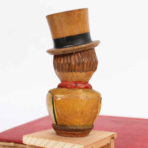 Rare Vintage Carved Wood "Sam Weller" of Charles Dickens Bottle Stopper