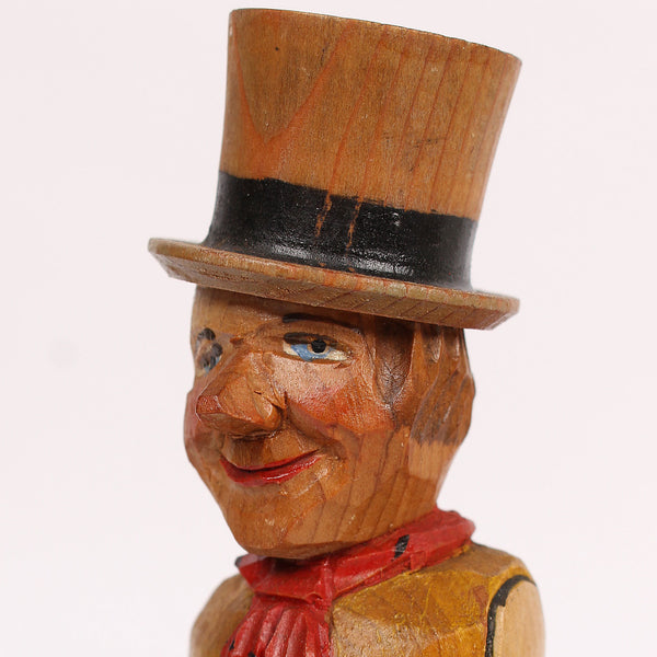 Rare Vintage Carved Wood "Sam Weller" of Charles Dickens Bottle Stopper