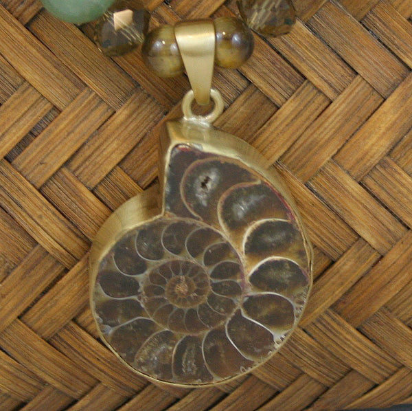 Ancient Ammonite Fossil Jasper Gemstone Statement Necklace