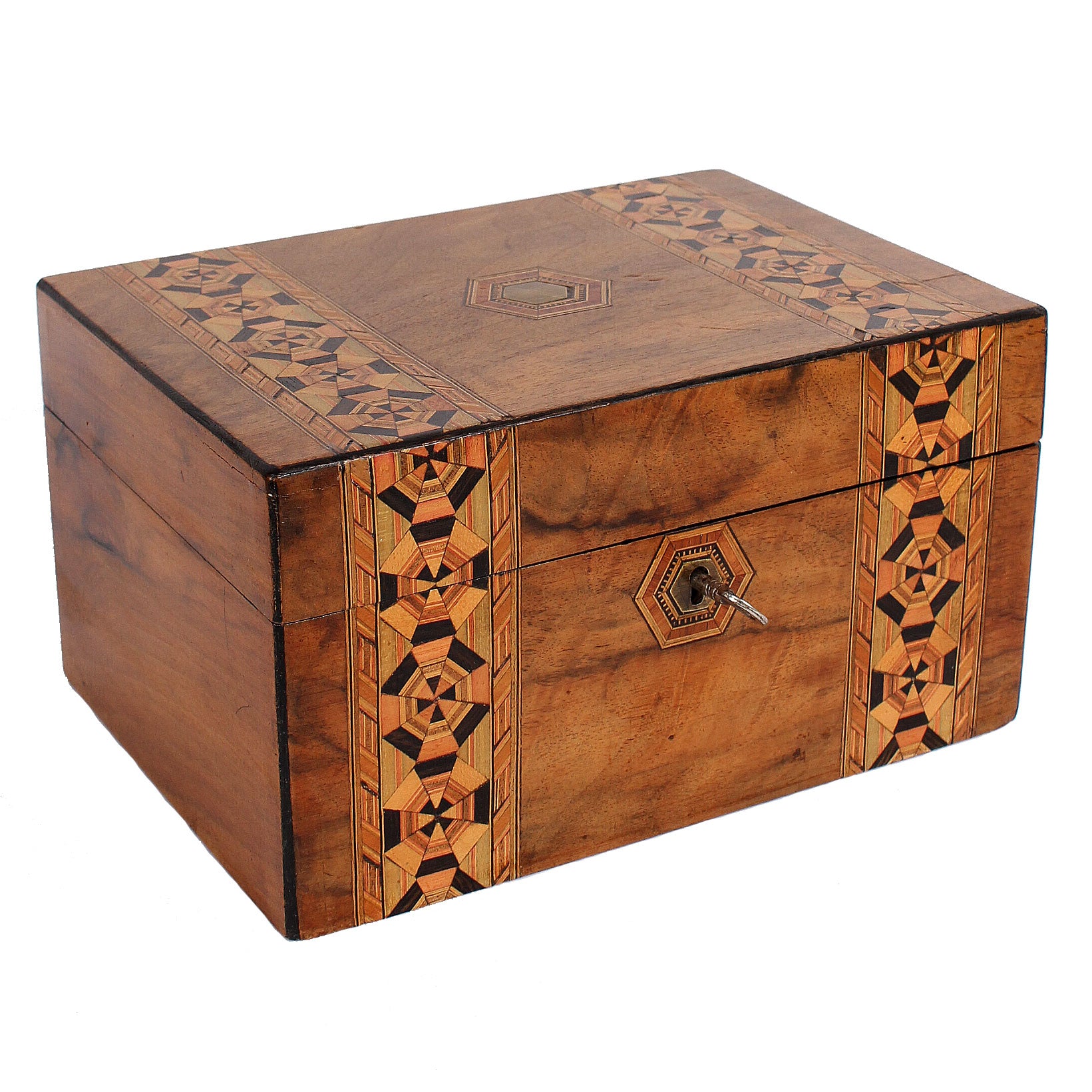 19th c. English Box with Exquisite Marquetry - Fatto a Mano Antiques