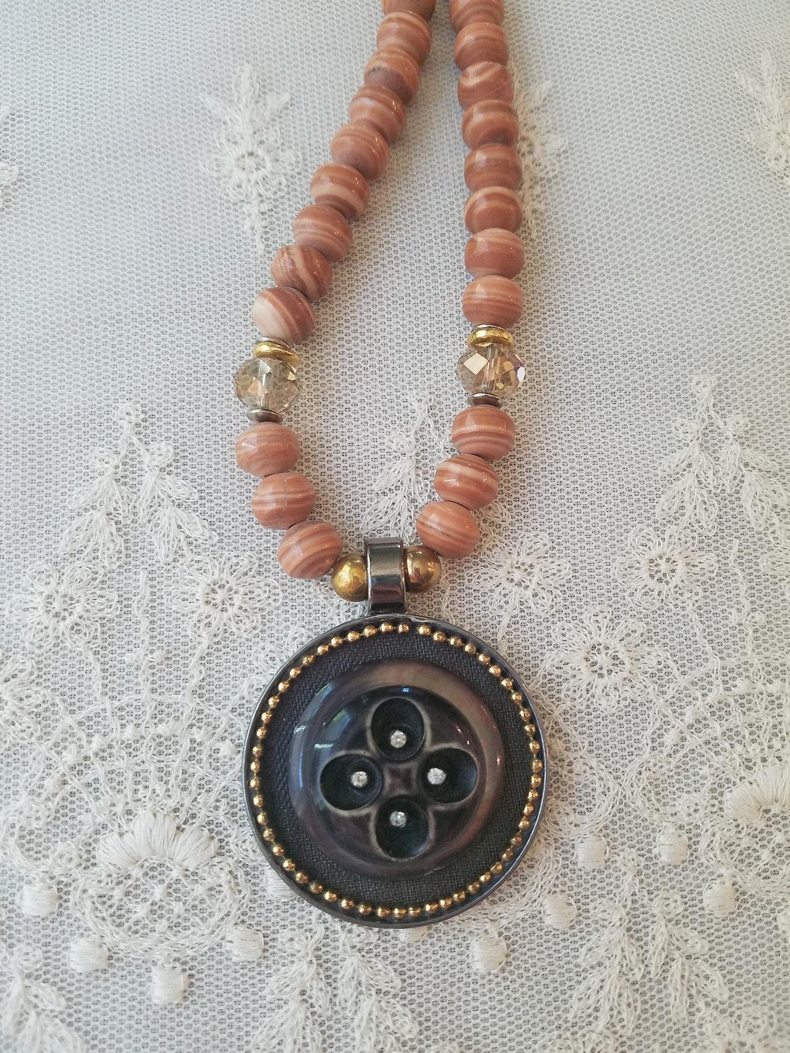 Repurposed Vintage Designer Gold Button Necklace