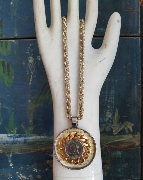 Original One of a Kind Coin Pendant Chain Necklace