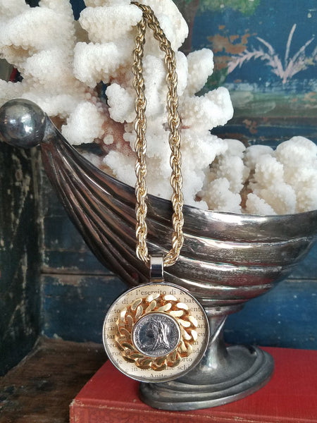 Original One of a Kind Coin Pendant Chain Necklace