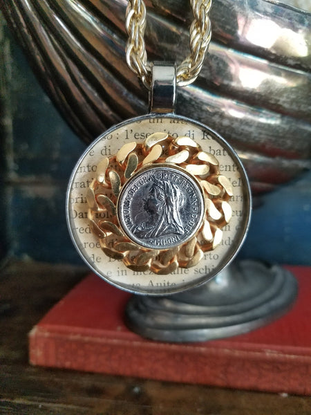 Original One of a Kind Coin Pendant Chain Necklace