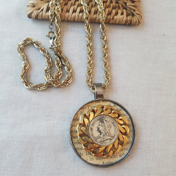 Original One of a Kind Coin Pendant Chain Necklace