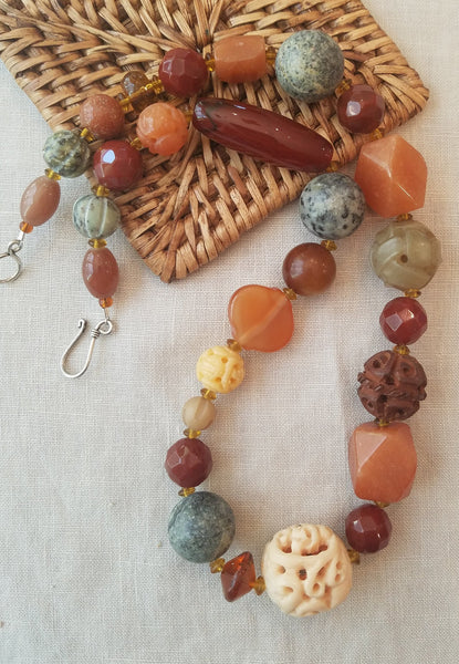 Fall Color Gemstone Handmade Necklace