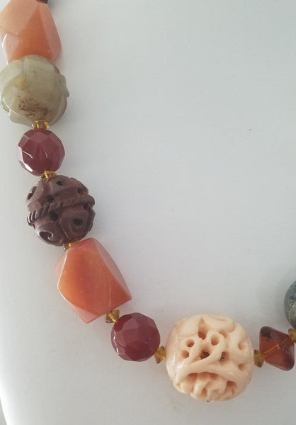 Fall Color Gemstone Handmade Necklace