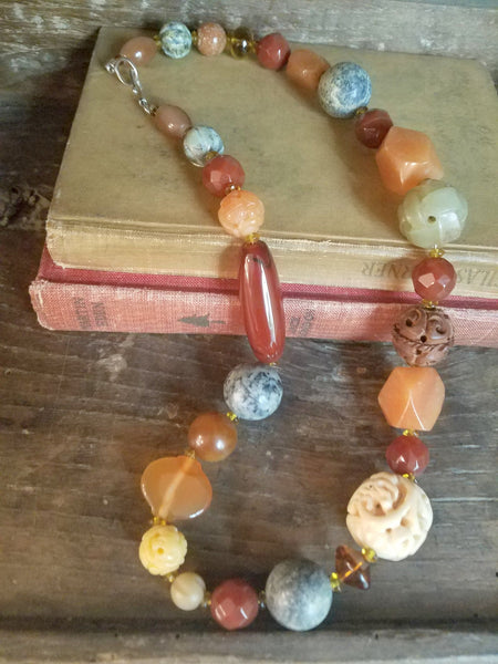 Fall Color Gemstone Handmade Necklace
