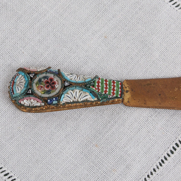 Vintage Italian Letter Opener with Micromosaic Handle