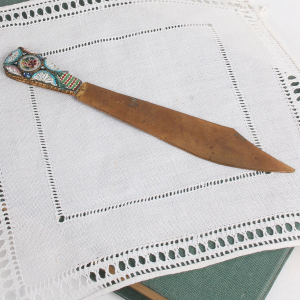 Vintage Italian Letter Opener with Micromosaic Handle