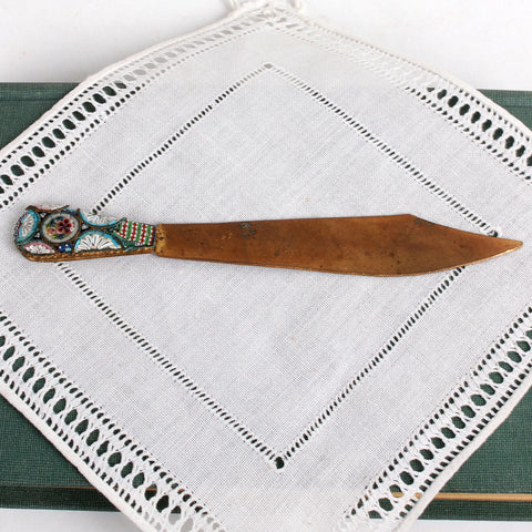 Vintage Italian Letter Opener with Micromosaic Handle