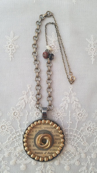 Original Pendant Chain Antique Shoe Button Necklace