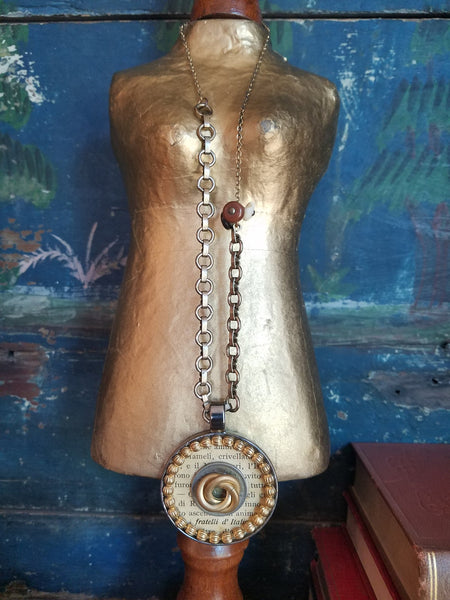 Original Pendant Chain Antique Shoe Button Necklace