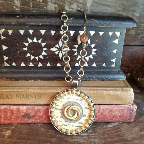 Original Pendant Chain Antique Shoe Button Necklace