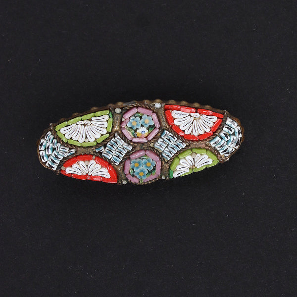 Vintage Italian Small Oval Micromosaic Pin