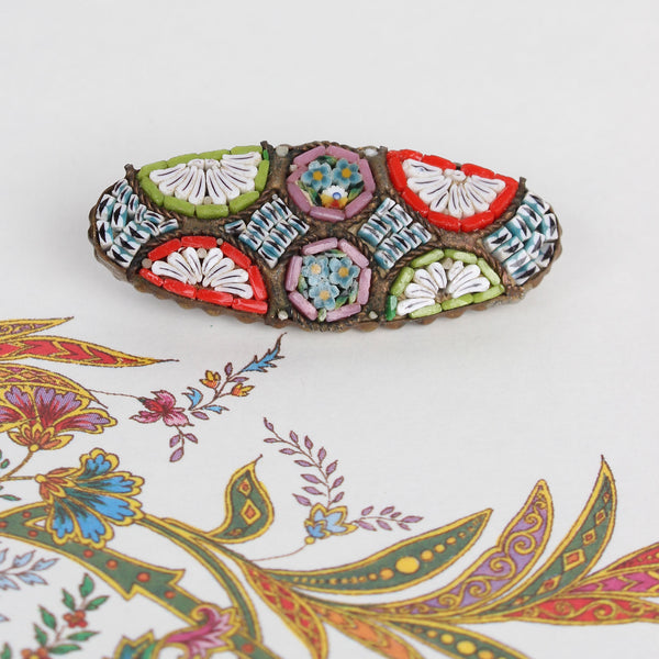 Vintage Italian Small Oval Micromosaic Pin