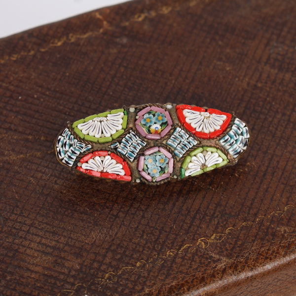 Vintage Italian Small Oval Micromosaic Pin