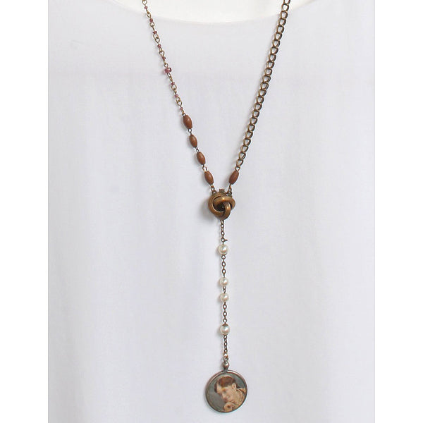 Husband and Wife Romantic Antique Portrait Pendant Necklace