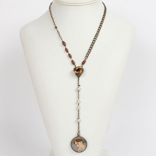 Husband and Wife Romantic Antique Portrait Pendant Necklace