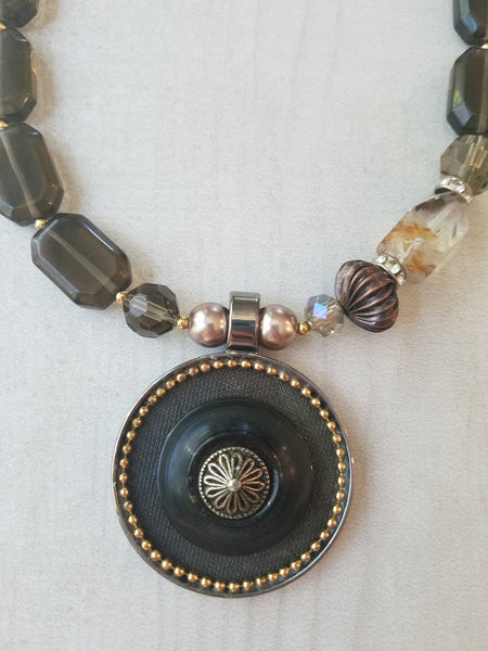 Original Pendant Smoky Quartz Statement Necklace