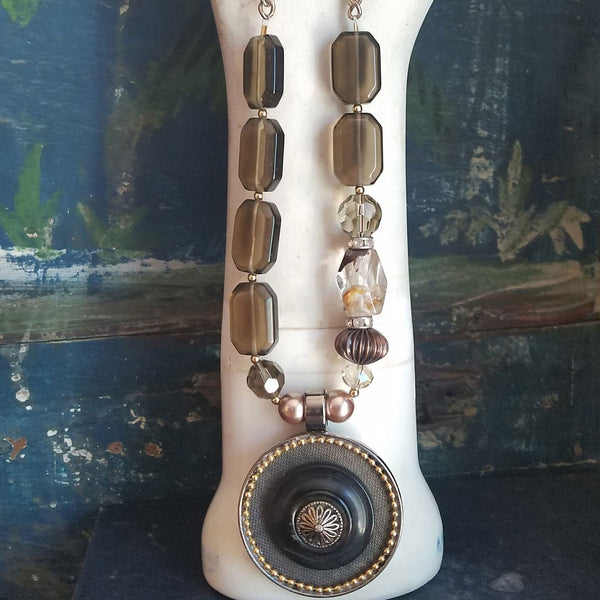 Original Pendant Smoky Quartz Statement Necklace