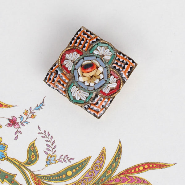 Vintage Italian Small Diamond-Shaped Micromosaic Pin