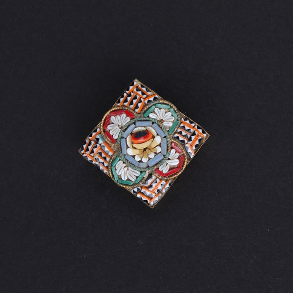Vintage Italian Small Diamond-Shaped Micromosaic Pin