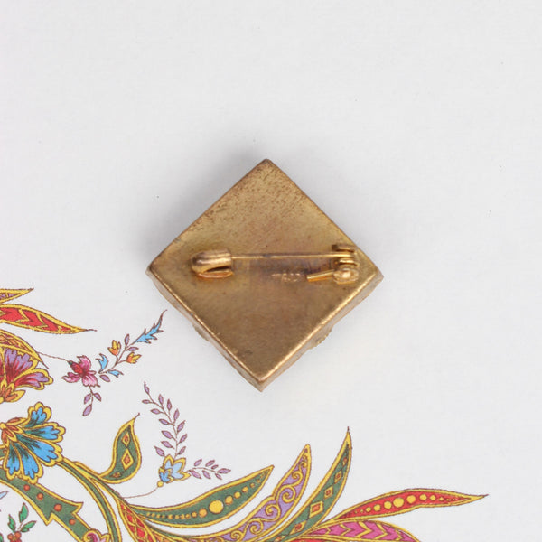 Vintage Italian Small Diamond-Shaped Micromosaic Pin