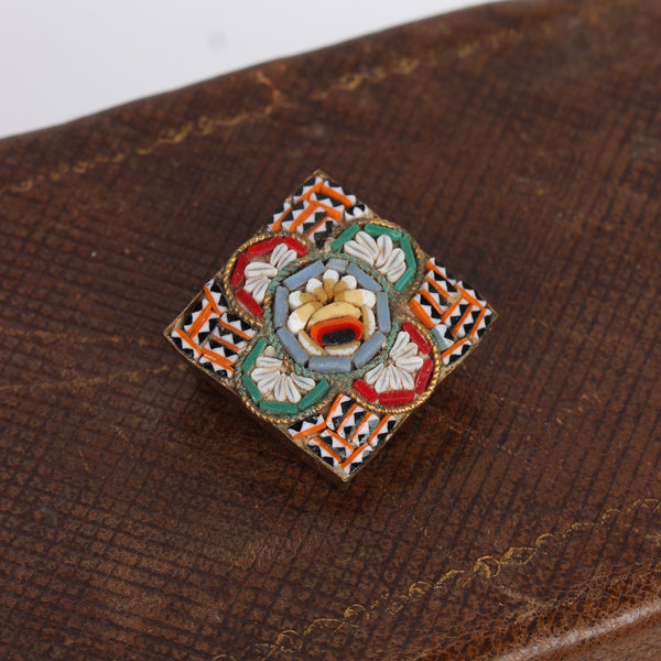 Vintage Italian Small Diamond-Shaped Micromosaic Pin