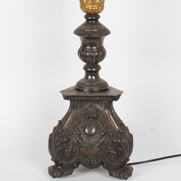Vintage Tall Italian Metal Candlestick Lamp