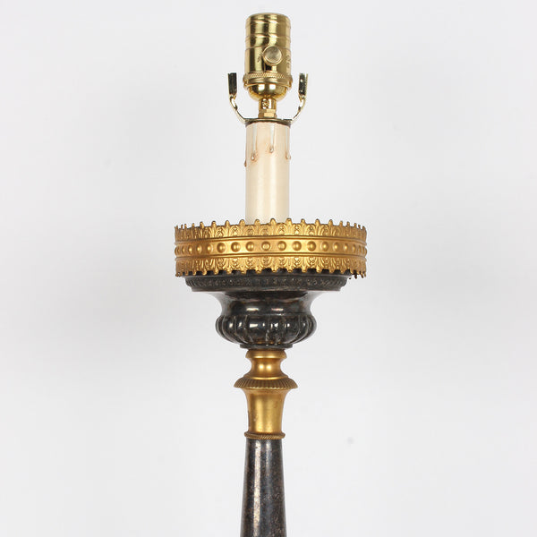 Vintage Tall Italian Metal Candlestick Lamp