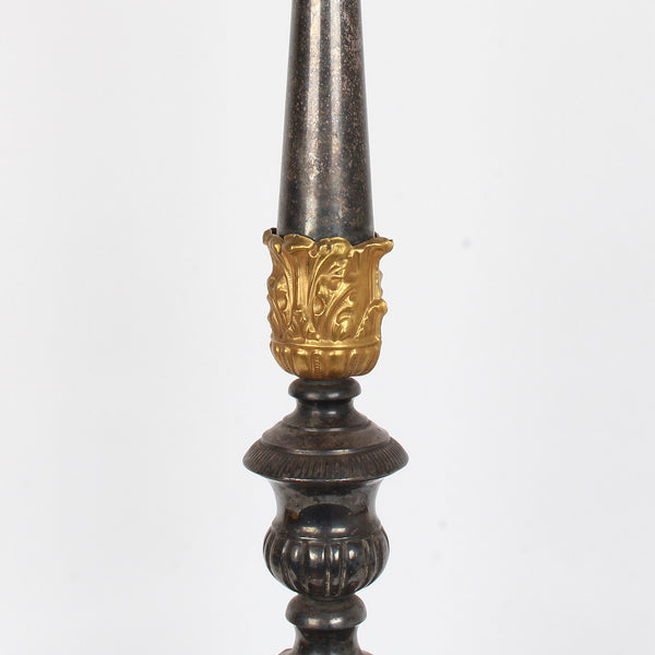 Vintage Tall Italian Metal Candlestick Lamp