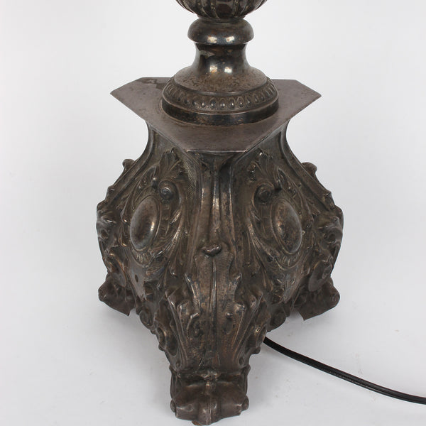 Vintage Tall Italian Metal Candlestick Lamp