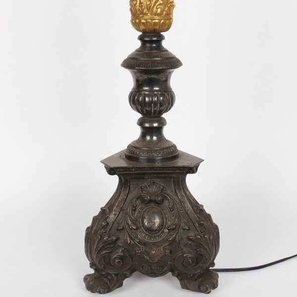 Vintage Tall Italian Metal Candlestick Lamp