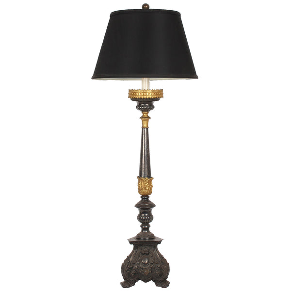 Vintage Tall Italian Metal Candlestick Lamp