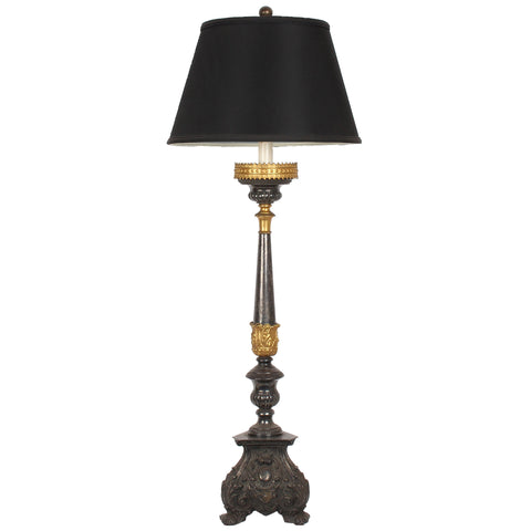 Vintage Tall Italian Metal Candlestick Lamp