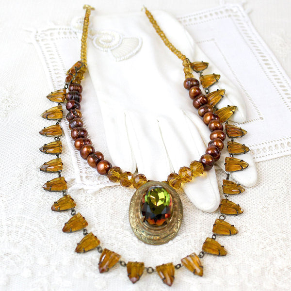 Topaz Recreated Vintage Statement Necklace
