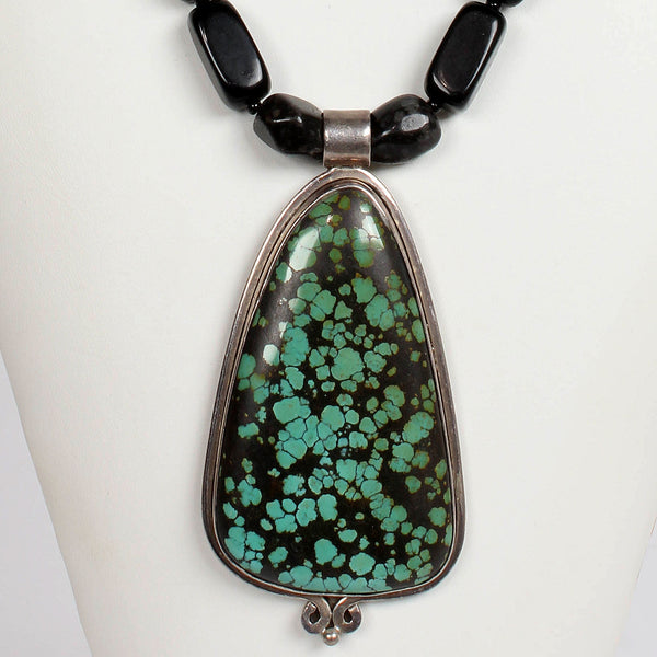 Outstanding Turquoise and Sterling Silver Statement Necklace