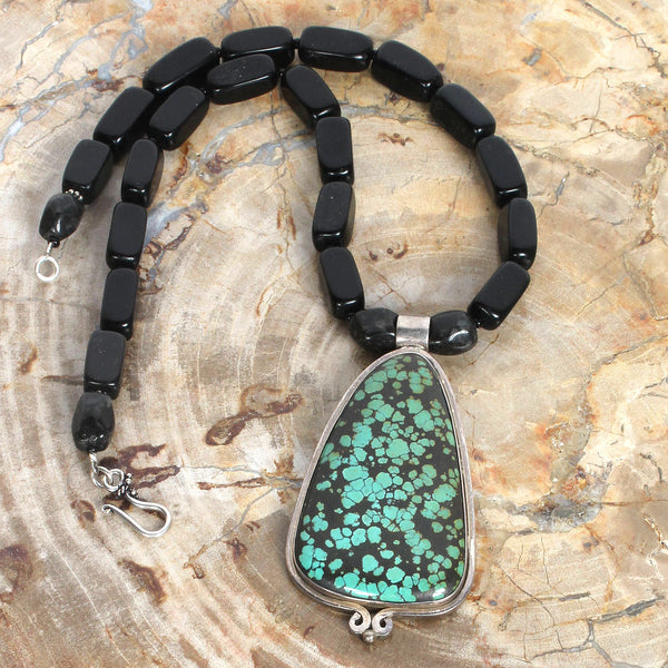 Outstanding Turquoise and Sterling Silver Statement Necklace