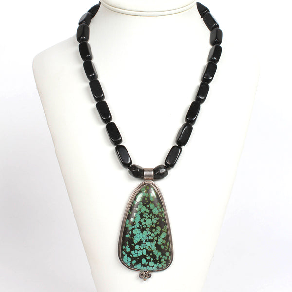 Outstanding Turquoise and Sterling Silver Statement Necklace