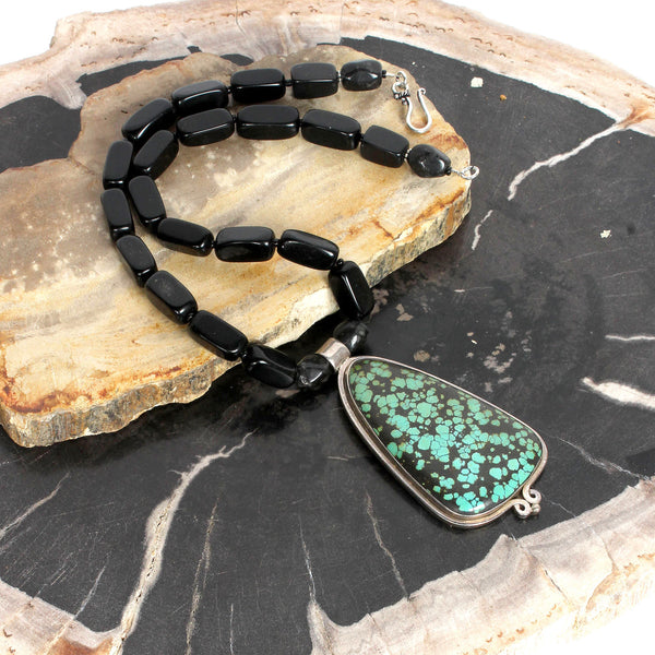 Outstanding Turquoise and Sterling Silver Statement Necklace