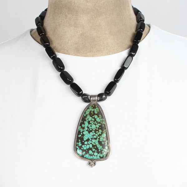 Outstanding Turquoise and Sterling Silver Statement Necklace