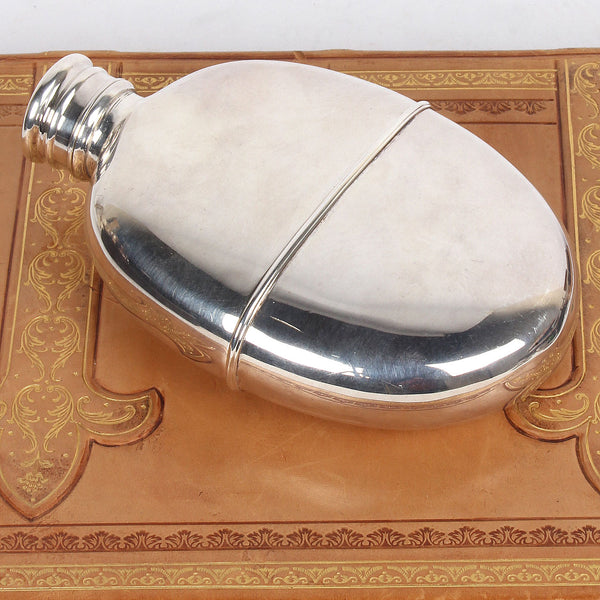 Silver Plate Oval Flask with Cup, England c. 1900