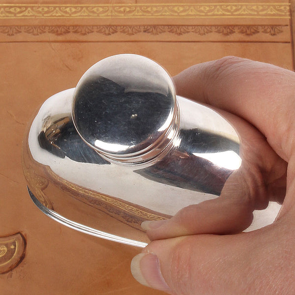 Silver Plate Oval Flask with Cup, England c. 1900
