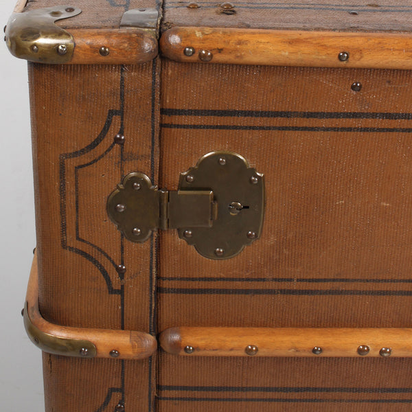 Distressed White Steamer Trunk with Bar Cabinet