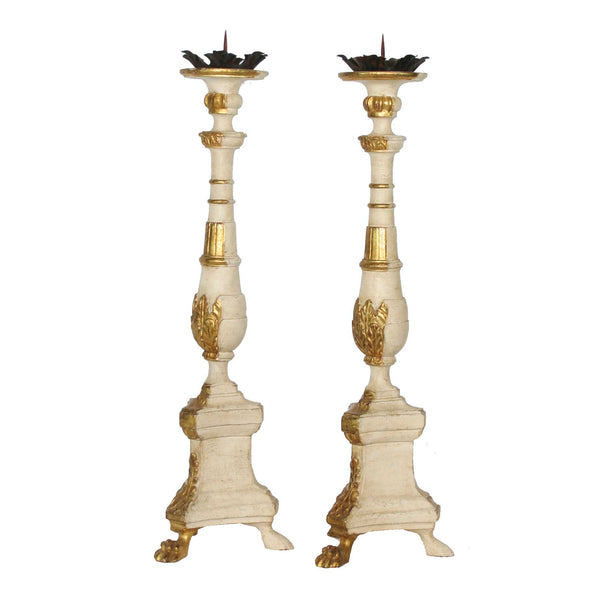 Pair of Gilded Altar Candlesticks - Fatto a Mano Antiques - 2