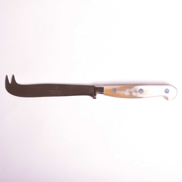 3-piece Cheese Knife Set with Cow Horn Handles - Fatto a Mano Antiques - 5