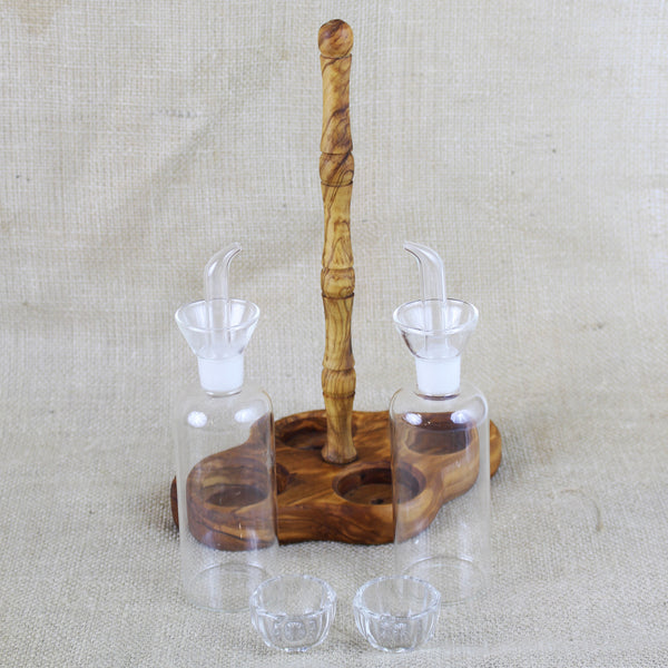 Olive Wood Oil & Vinegar Set - Fatto a Mano Antiques - 2