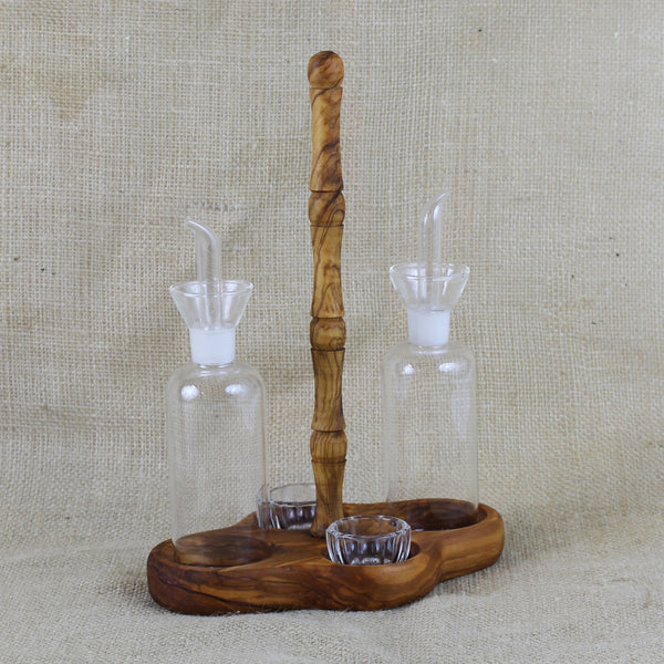 Olive Wood Oil & Vinegar Set - Fatto a Mano Antiques - 1